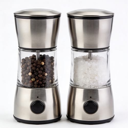 marqui Electric Salt and Pepper Grinder Set - Automatic Refillable Salt and Pepper Grinders with Charging Base & LED Light, Adjustable Coarseness, One-handed Easy Operation, Ideal Kitchen Gadget