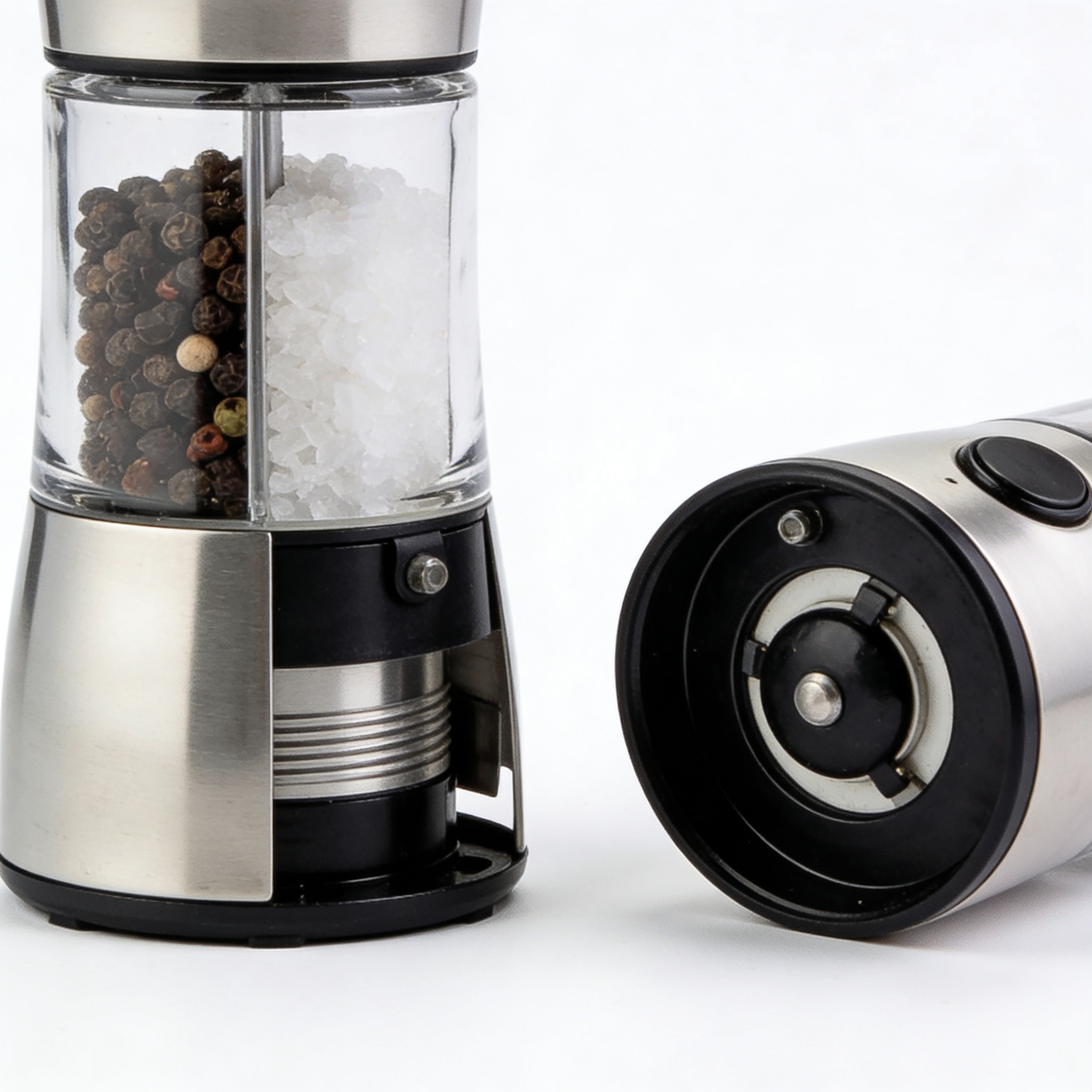 marqui Electric Salt and Pepper Grinder Set - Automatic Refillable Salt and Pepper Grinders with Charging Base & LED Light, Adjustable Coarseness, One-handed Easy Operation, Ideal Kitchen Gadget